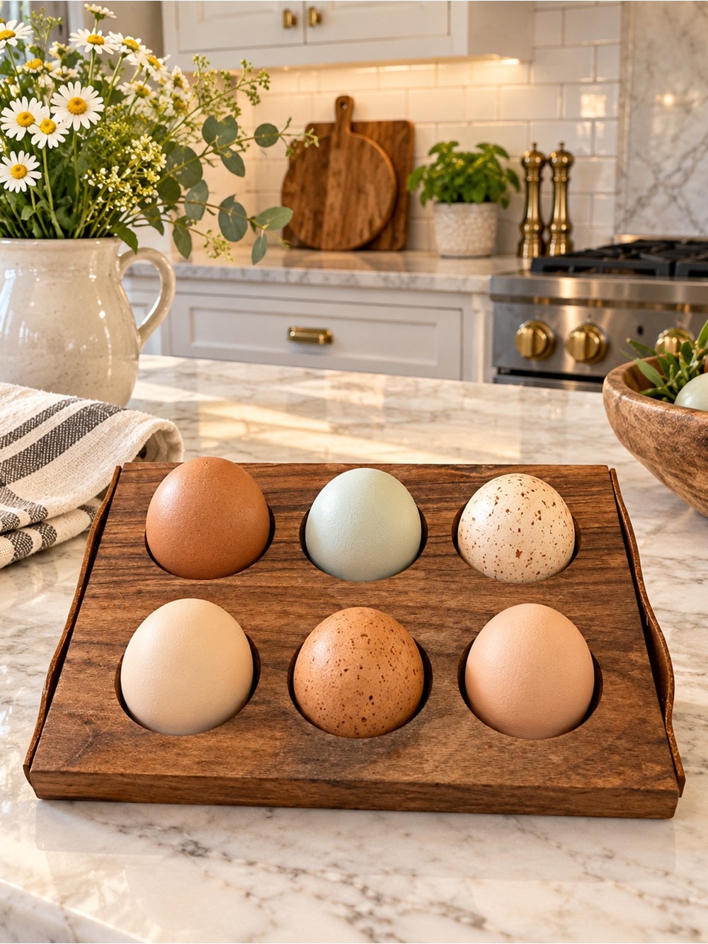 Honey Bee Farms Quality Hardwood 6-Egg Holder Tray